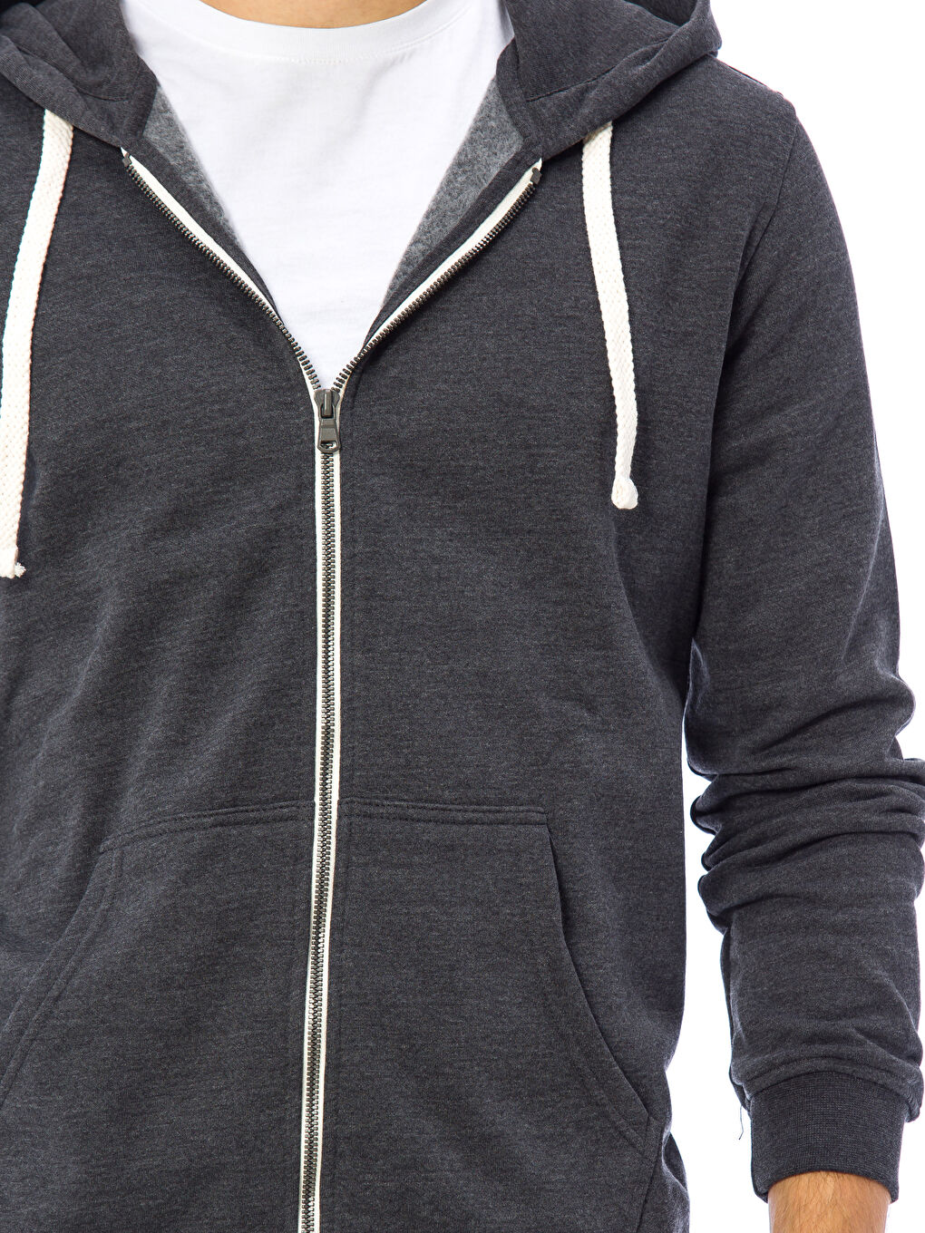 Antrasit Kapüşonlu Erkek Fermuarlı Sweatshirt-3