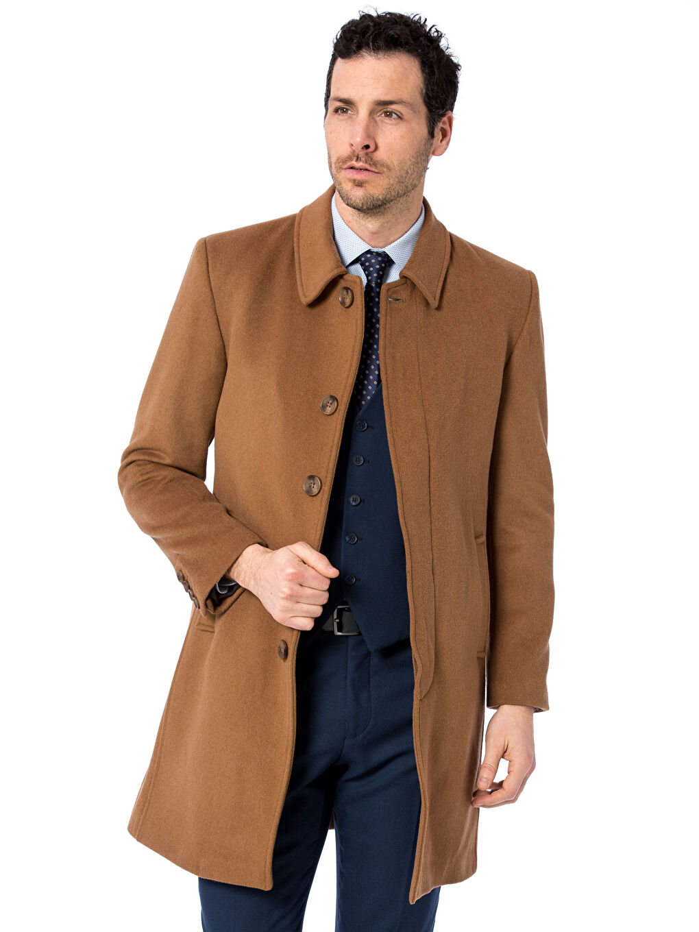 LCWAIKIKI Classic Man ECRU Wool Blended Overcoat -7K4883Z8-3VM
