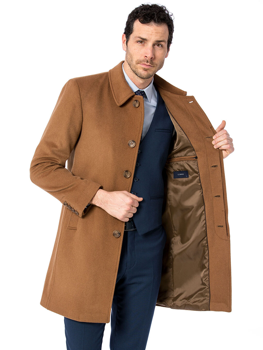 LCWAIKIKI Classic Man ECRU Wool Blended Overcoat -7K4883Z8-3VM