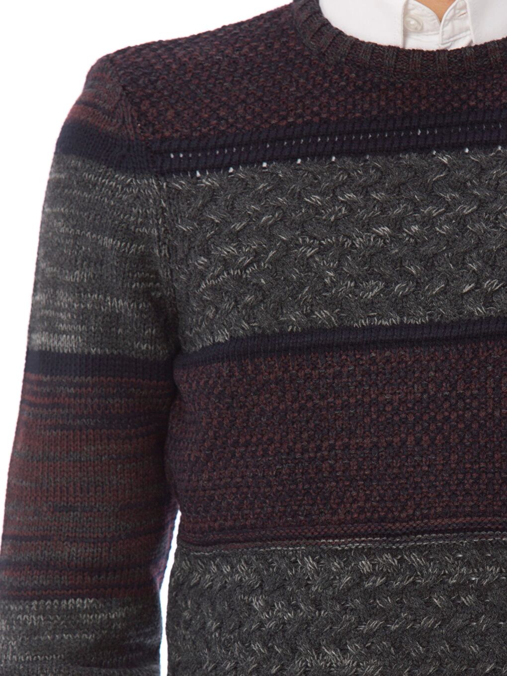 Мъж Бордо Пуловер -5