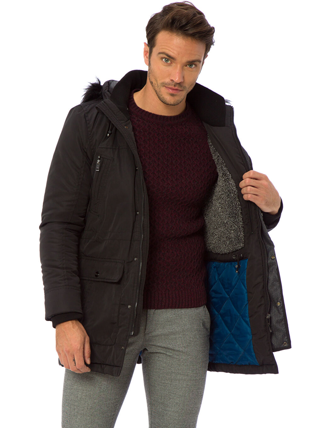 Man BLACK Overcoat-2