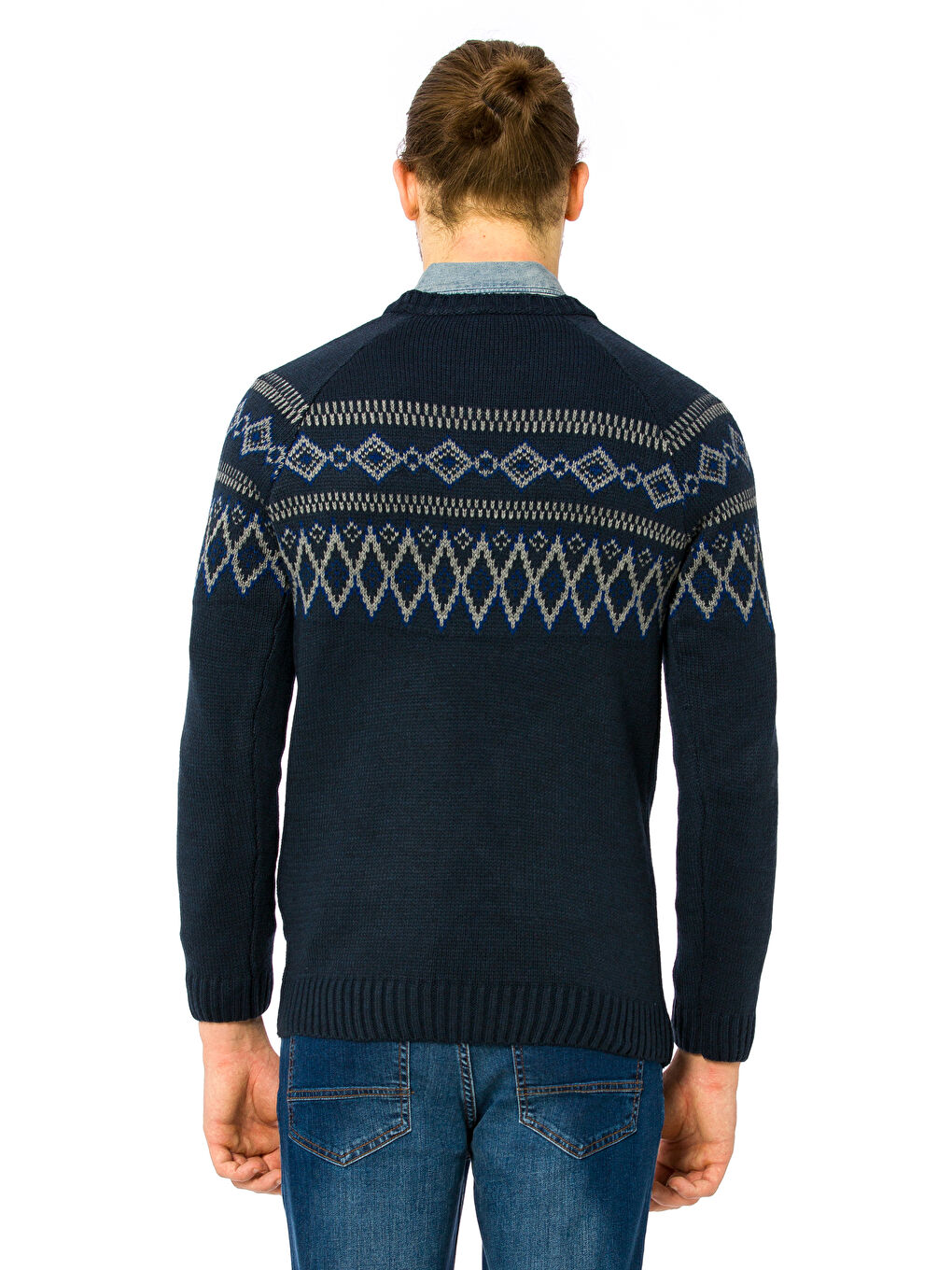 Baskılı Erkek Triko Kazak-1