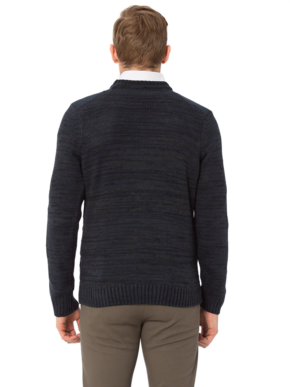 Мъж Морско-Синьо Пуловер -1