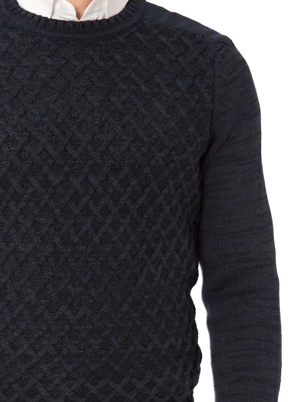 Мъж Морско-Синьо Пуловер -3