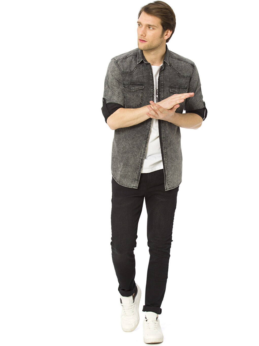 Chemise en jean NOIR Homme-2