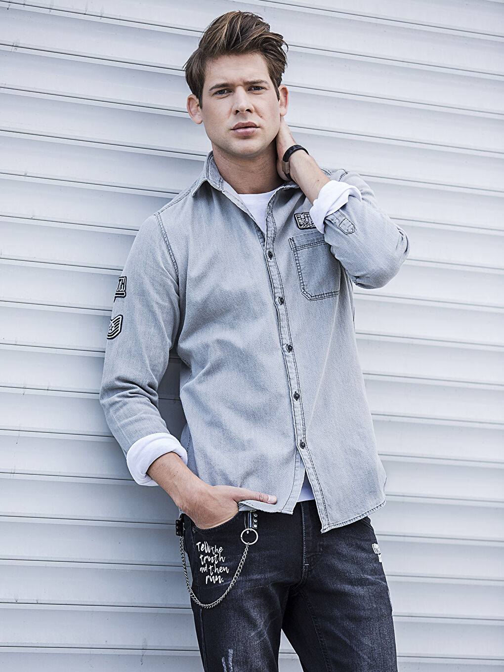 Man GREY Denim Shirt
