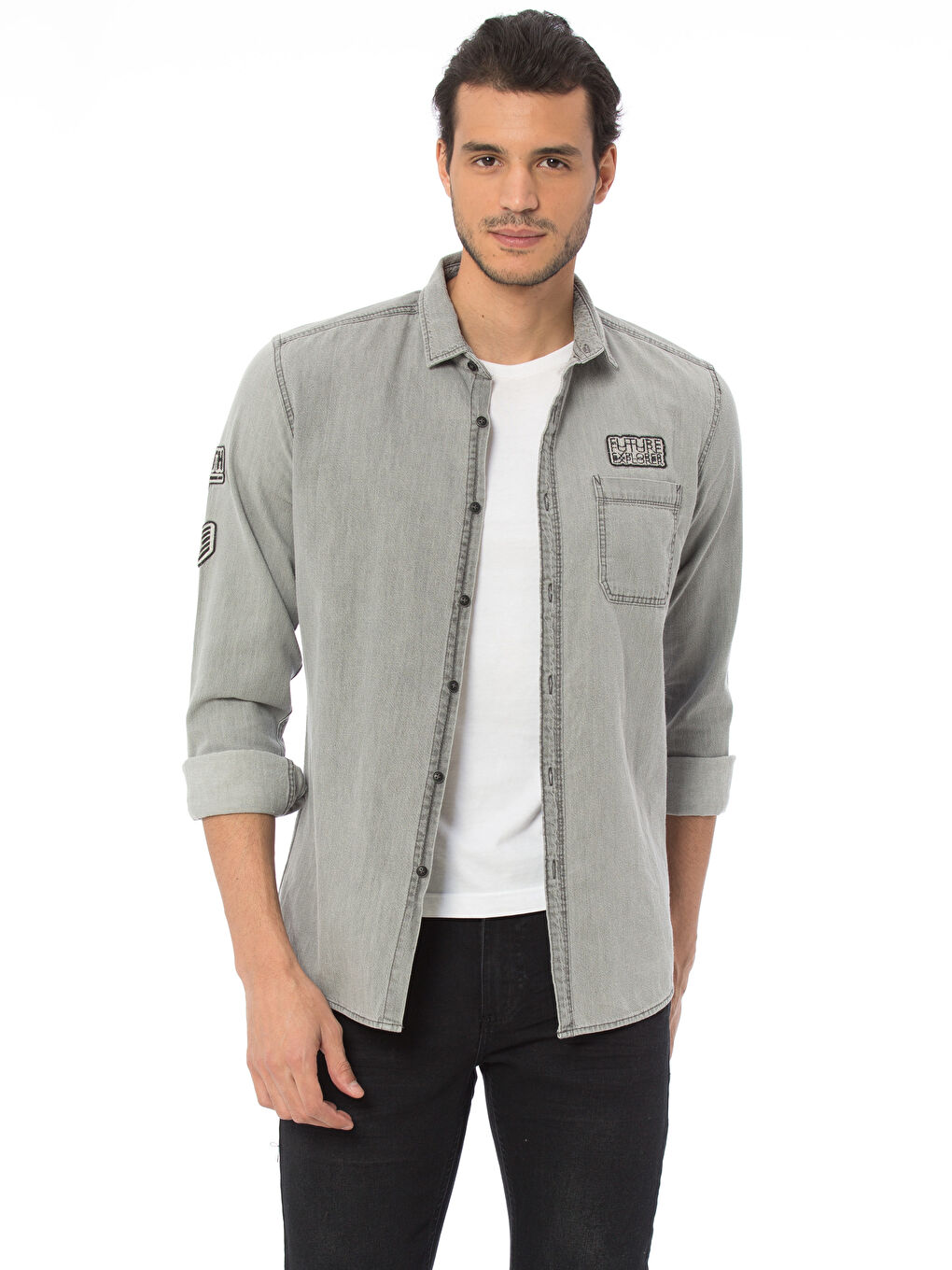 Man GREY Denim Shirt-1