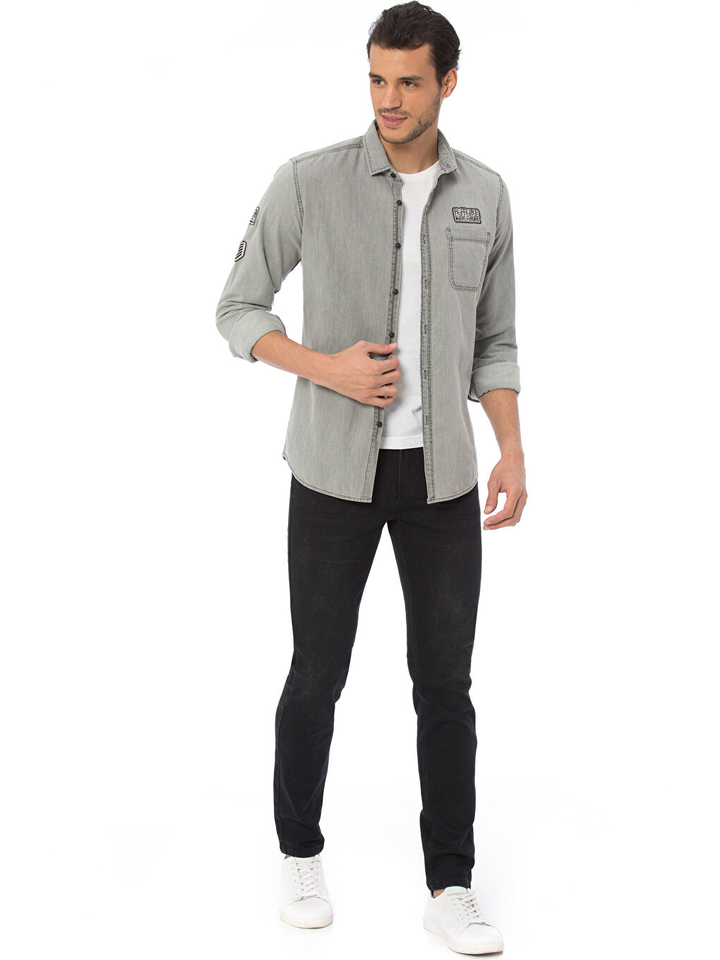Man GREY Denim Shirt-3