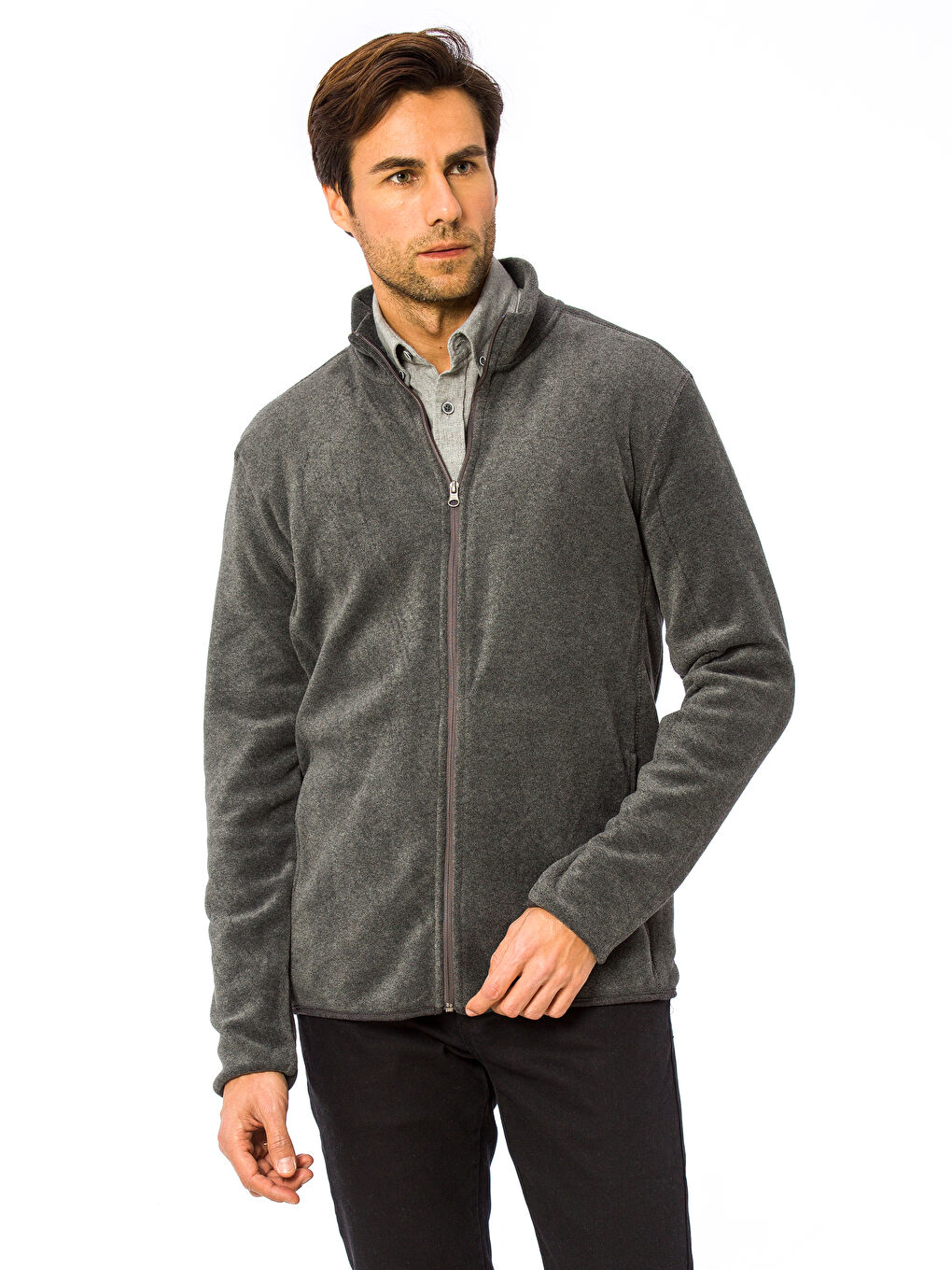 Man GREY Zip-Up Sweatshirt