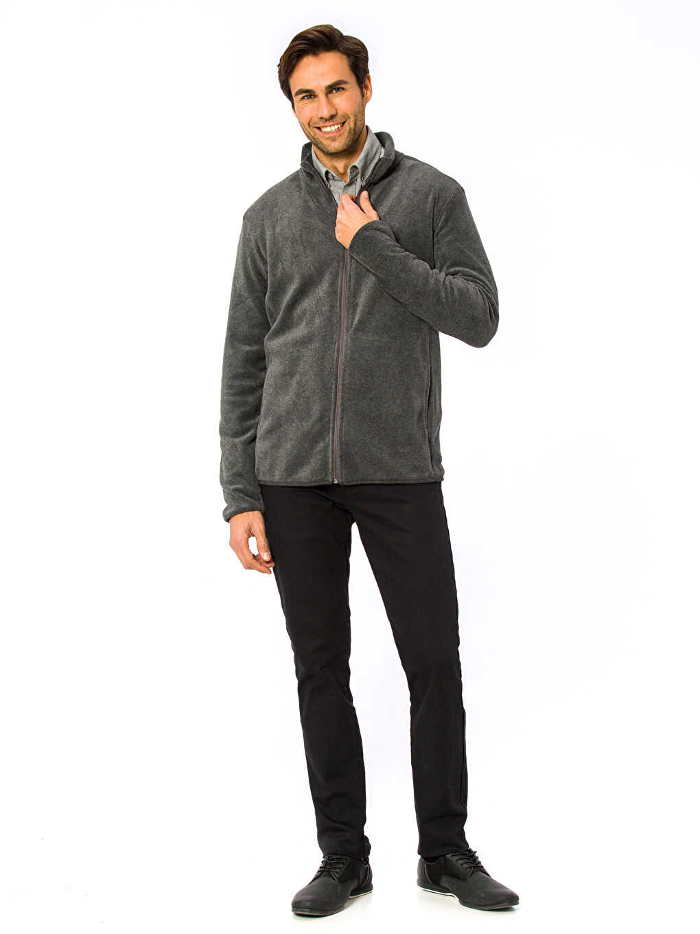 Man GREY Zip-Up Sweatshirt-2