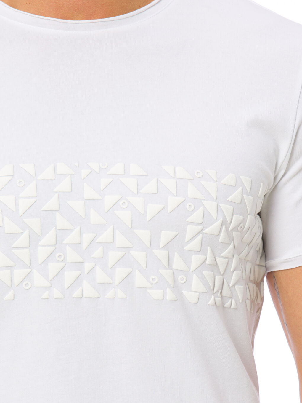 Beyaz Baskılı Tişört-4