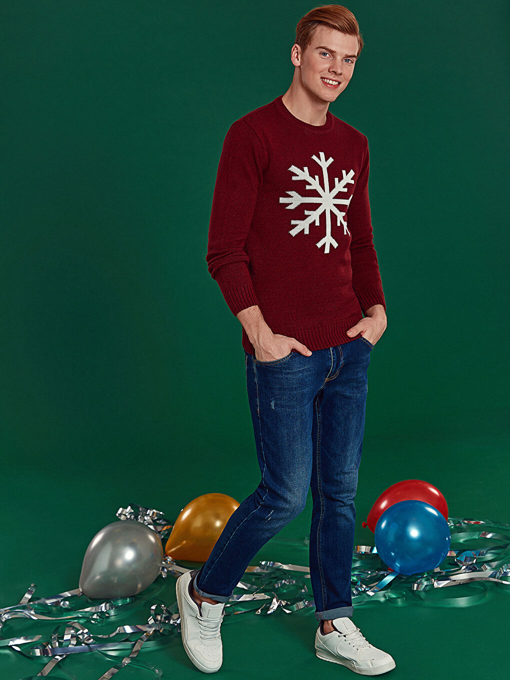 Rundhalsausschnitt Langarm Herren Strickpullover