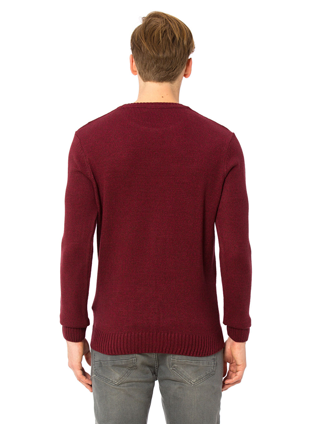 Rundhalsausschnitt Langarm Herren Strickpullover-2