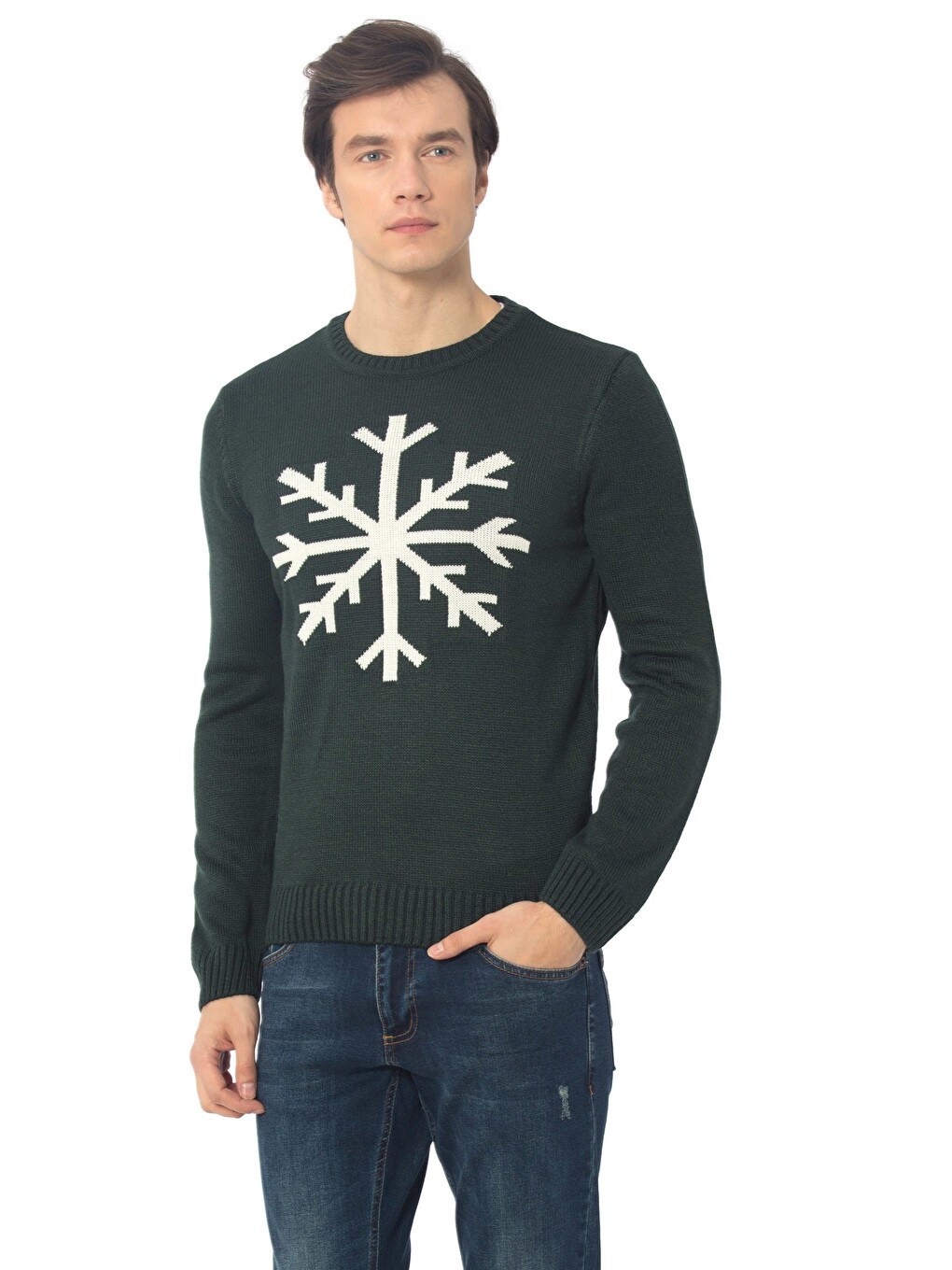 Regular Fit Christmas Themed Men's Knitwear Sweater-1