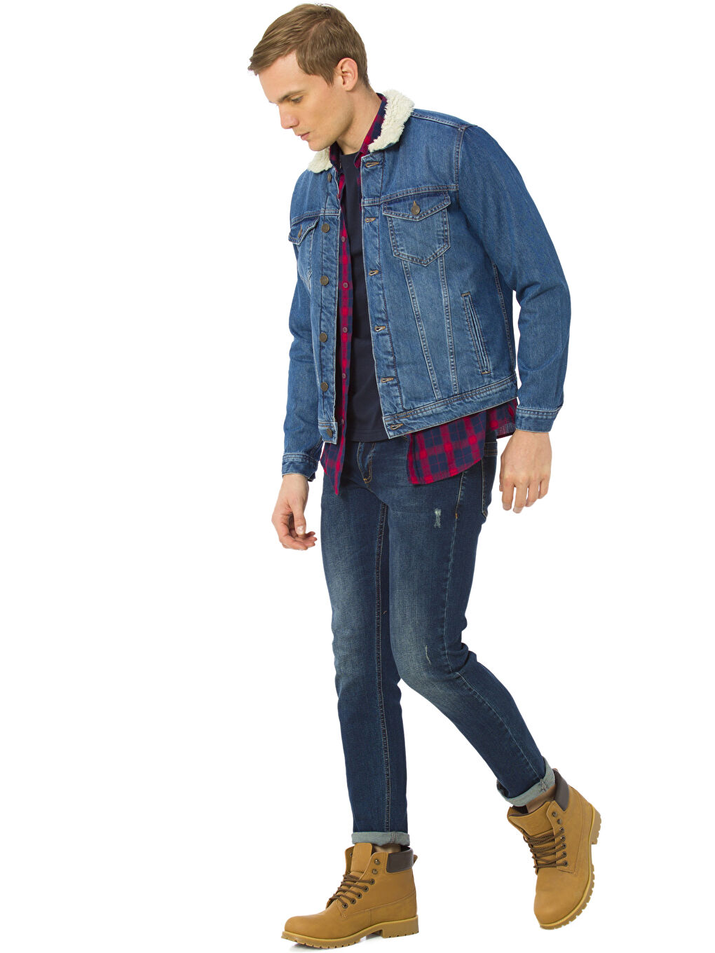 Orta İndigo Rodeo Jean Ceket-2