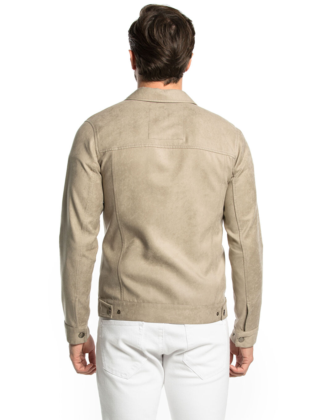 Bej Deri Görünümlü Mont-2