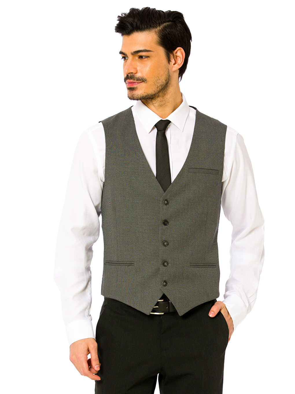Man Grey Knit Gilet