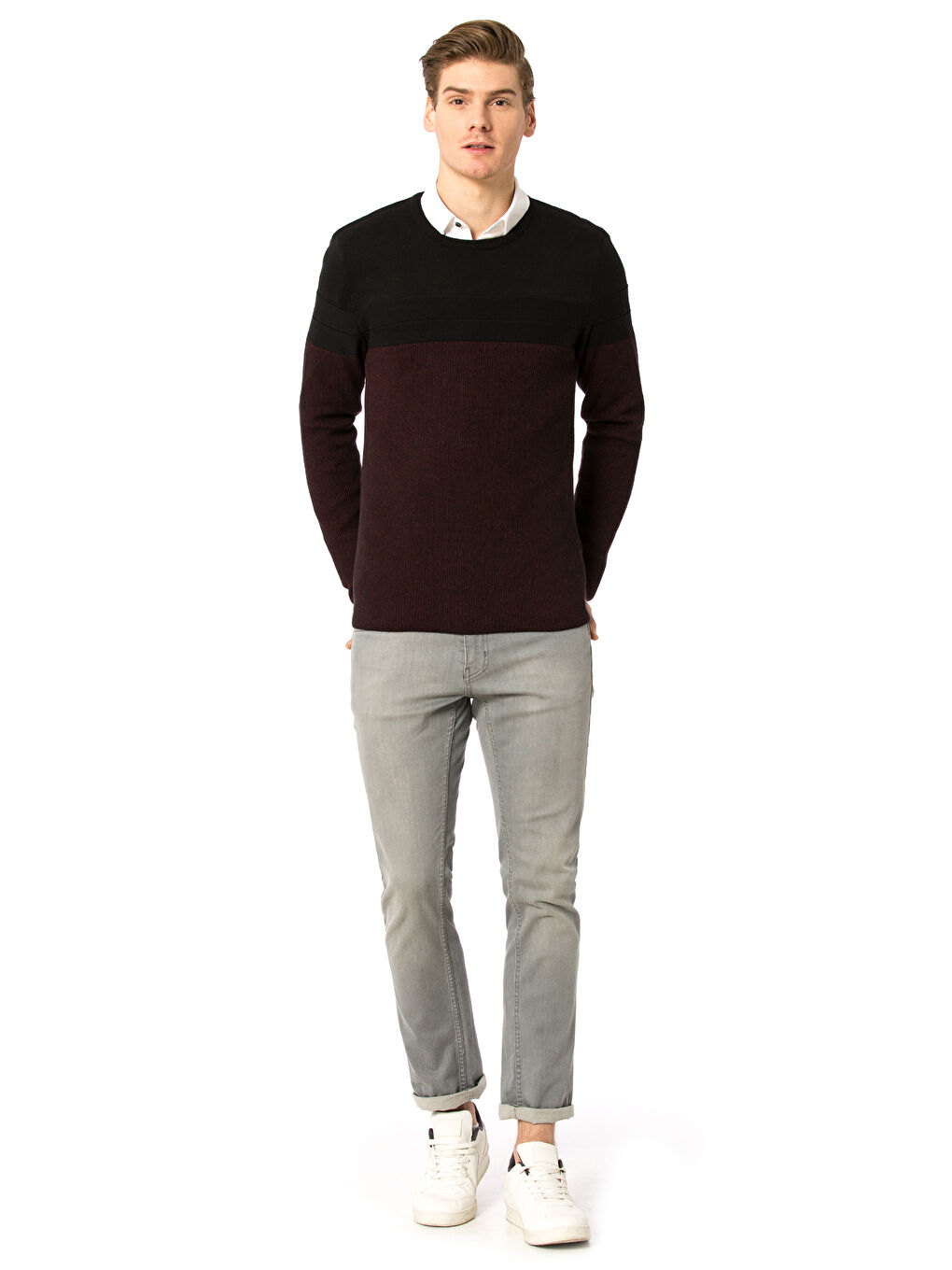 Mann BURGUND Pullover-2