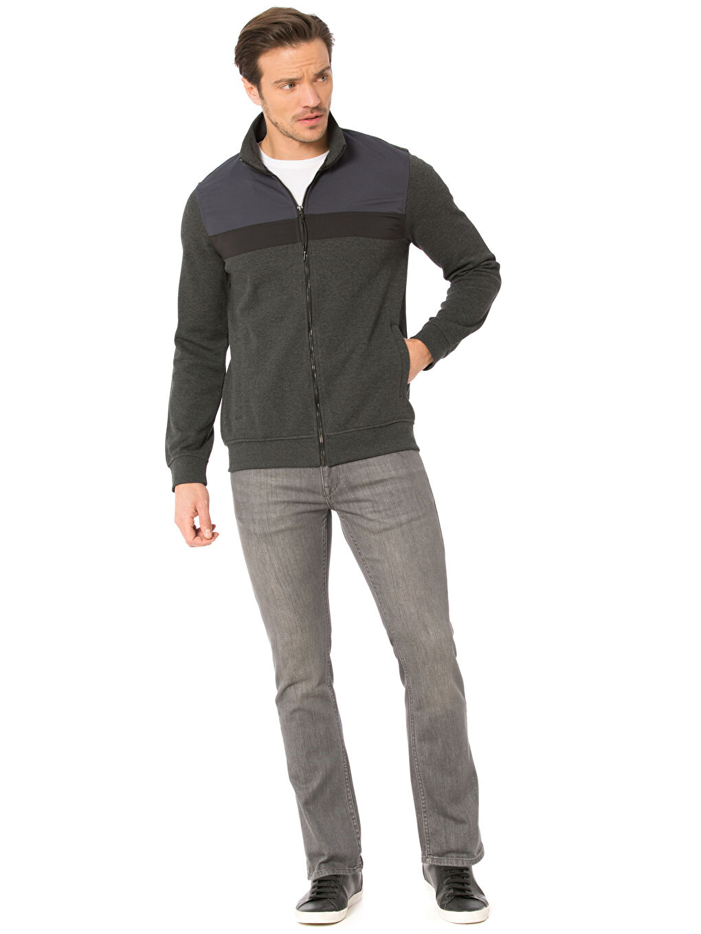 Man ANTHRACITE Zip-Up Sweatshirt-2