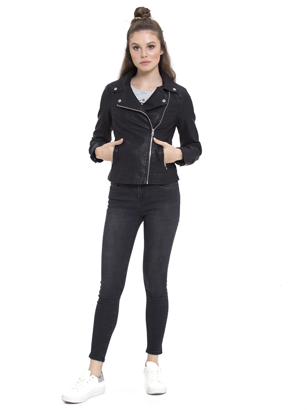 Deri Görünümlü Mont-2