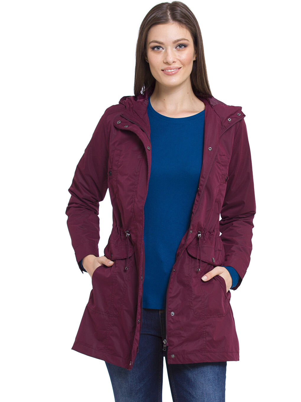 Manteau bouffant ROUGE BORDEAUX Femme