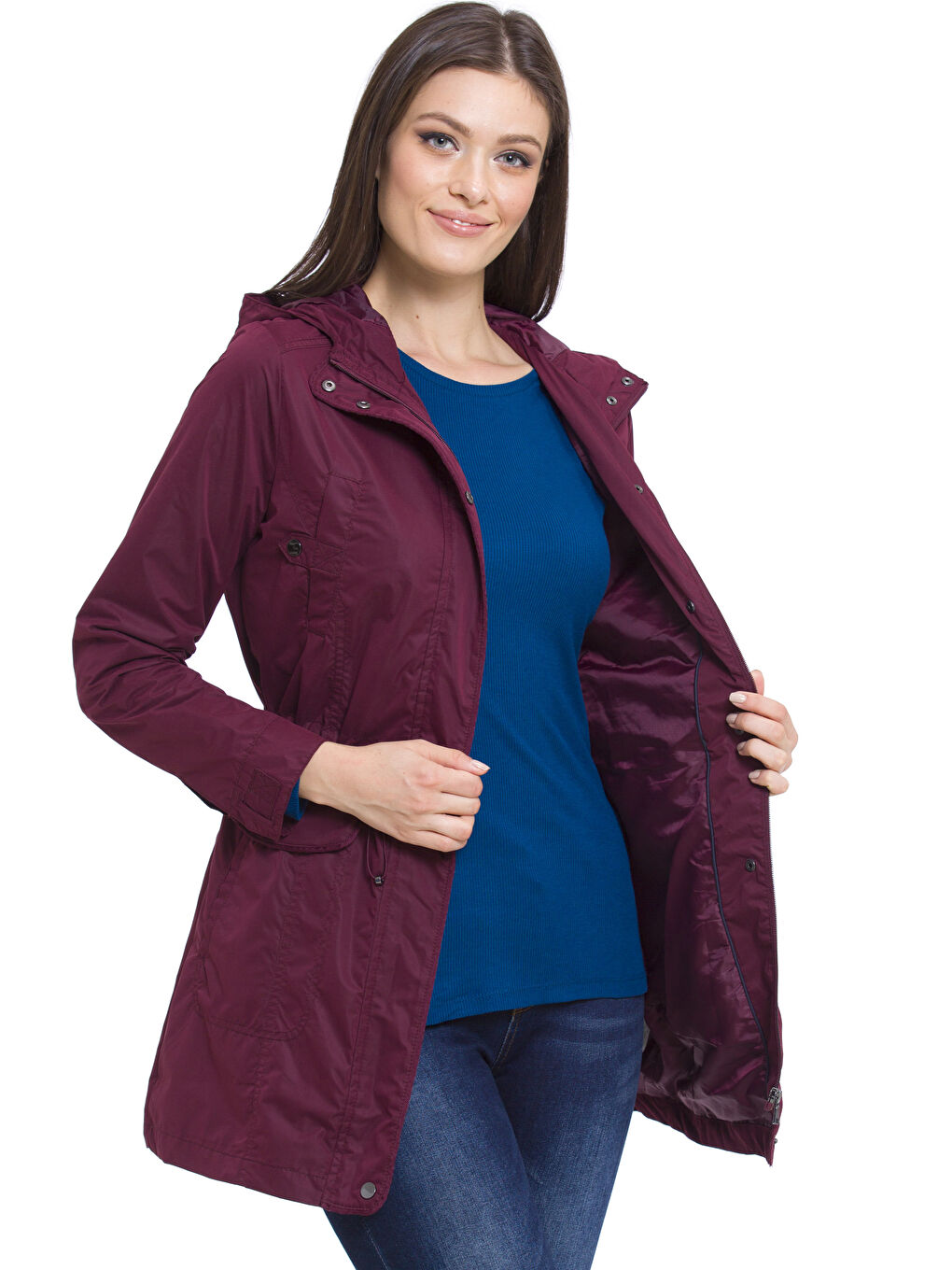 Manteau bouffant ROUGE BORDEAUX Femme-1