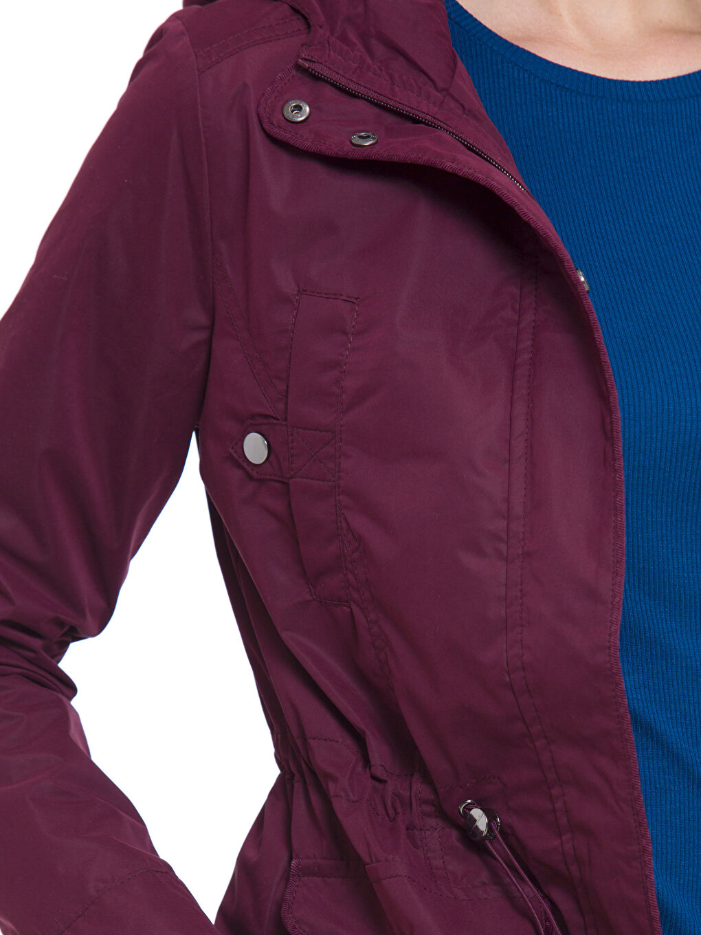 Manteau bouffant ROUGE BORDEAUX Femme-4