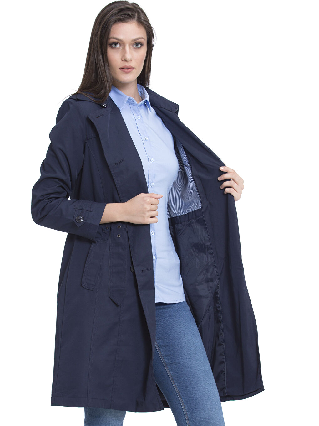 معطف المطر أزرق نساء-1