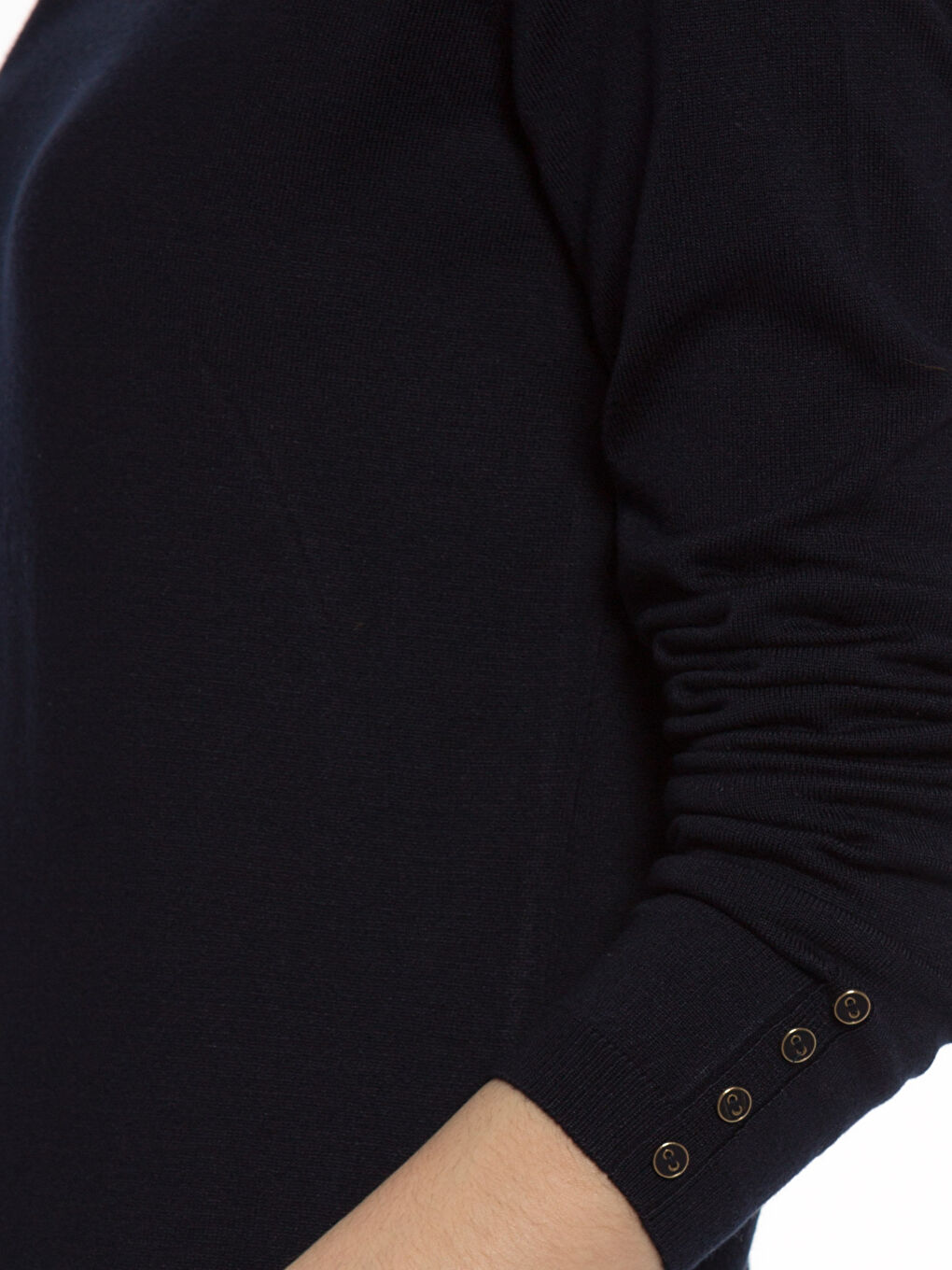 V-образно деколте Пуловер за жени с права кройка-3