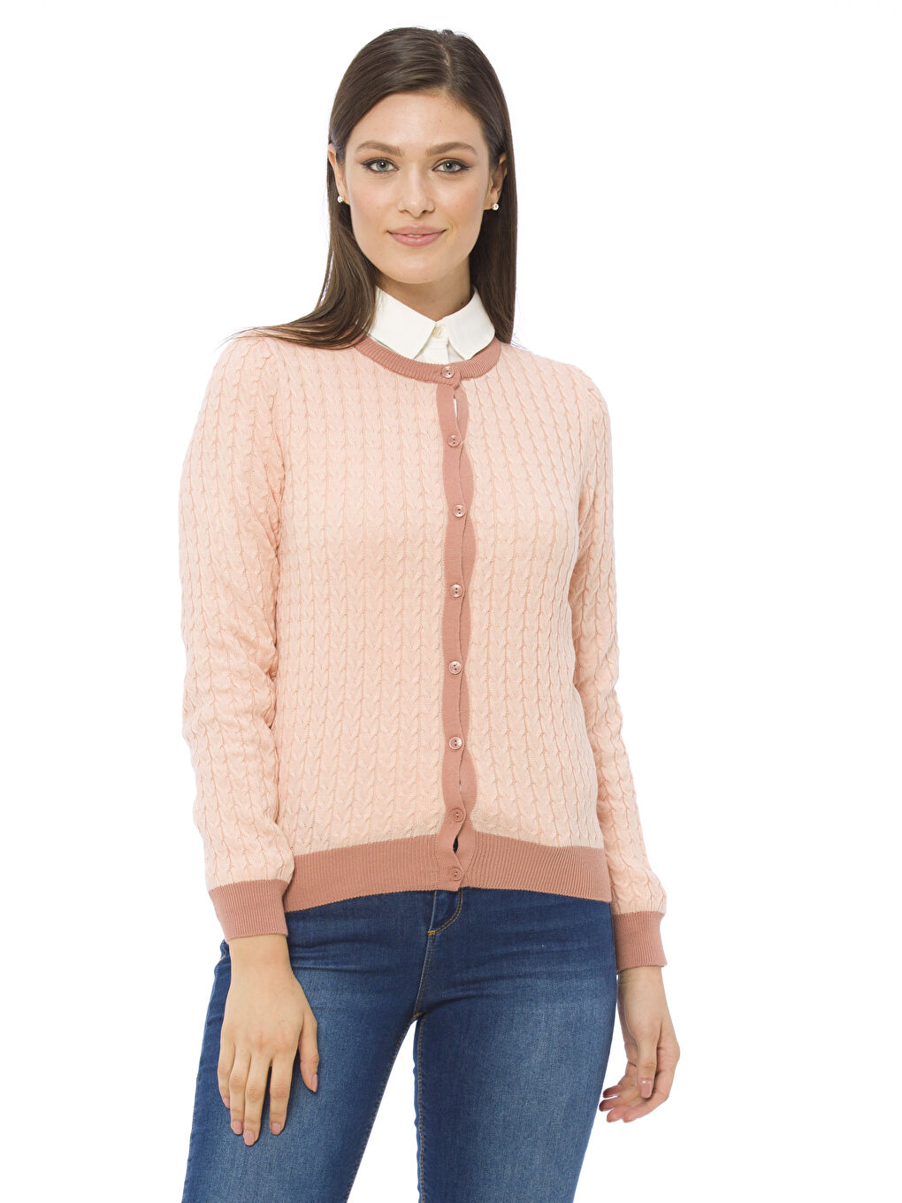 Açık Pembe Melanj Hırka