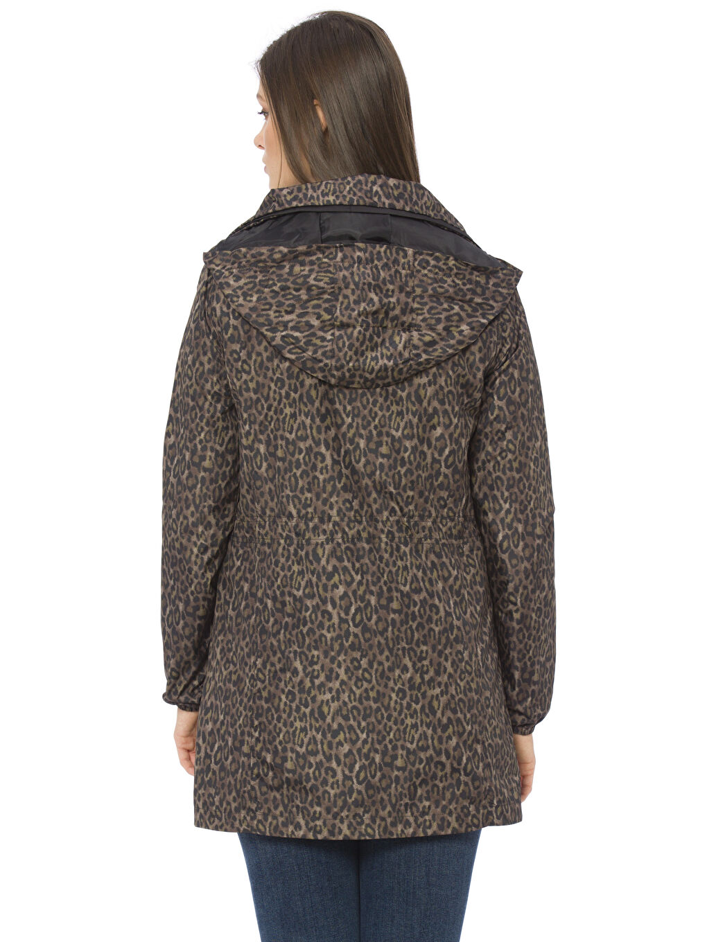 Kahverengi Kahve Baskılı Yağmurluk-2