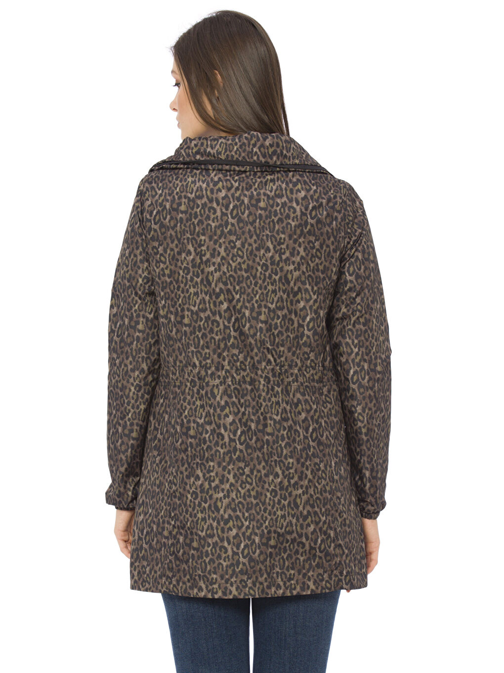 Kahverengi Kahve Baskılı Yağmurluk-3