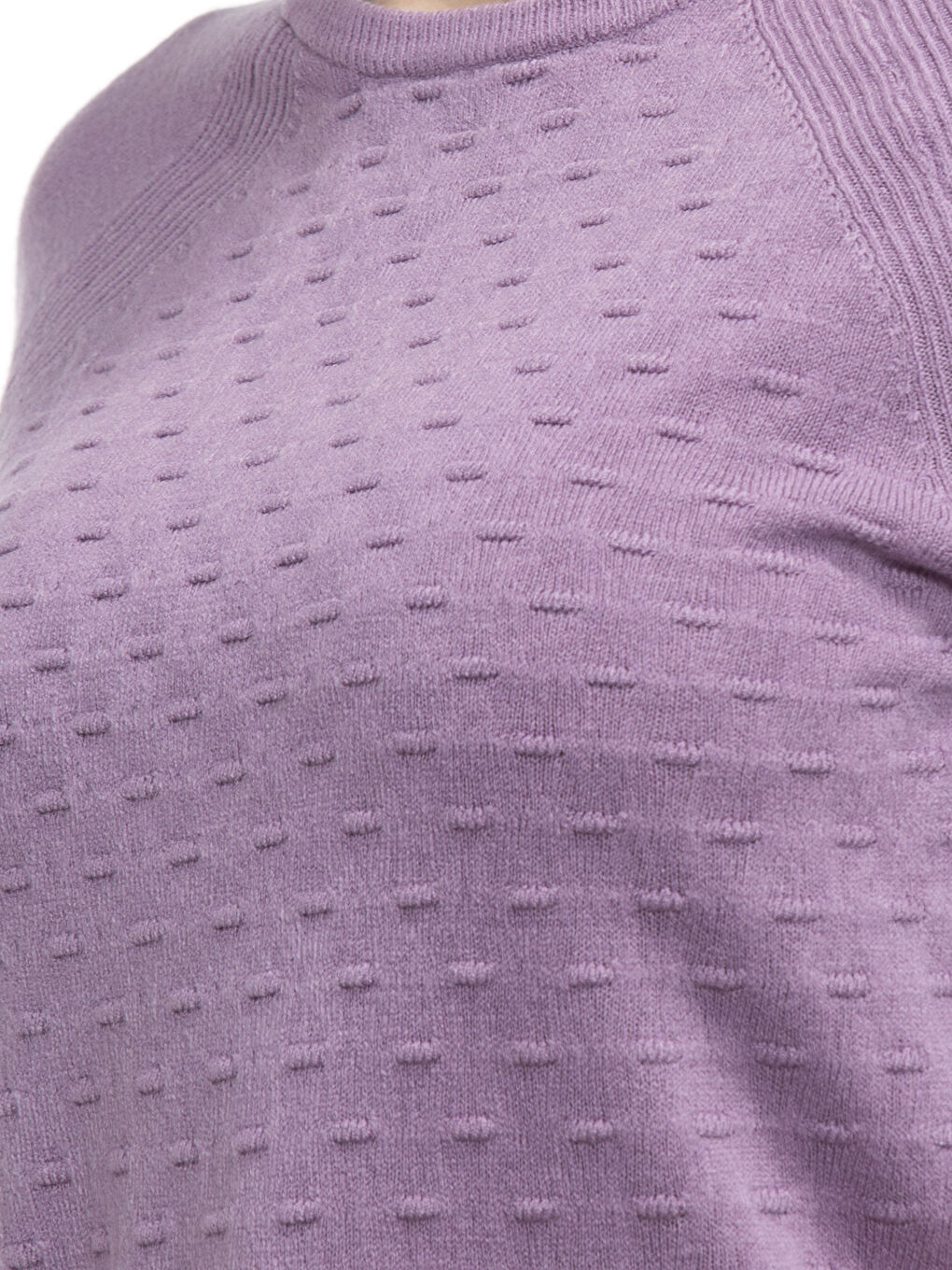 Lila Kendinden Desenli Bisiklet Yaka Kadın Triko Kazak-3