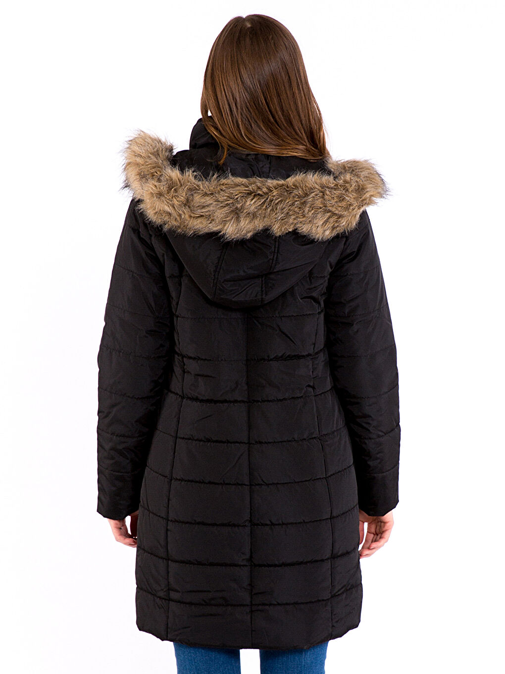Geacă Matlasată Maternă Cu Glugă, Simplă, Mânecă Lungă-2