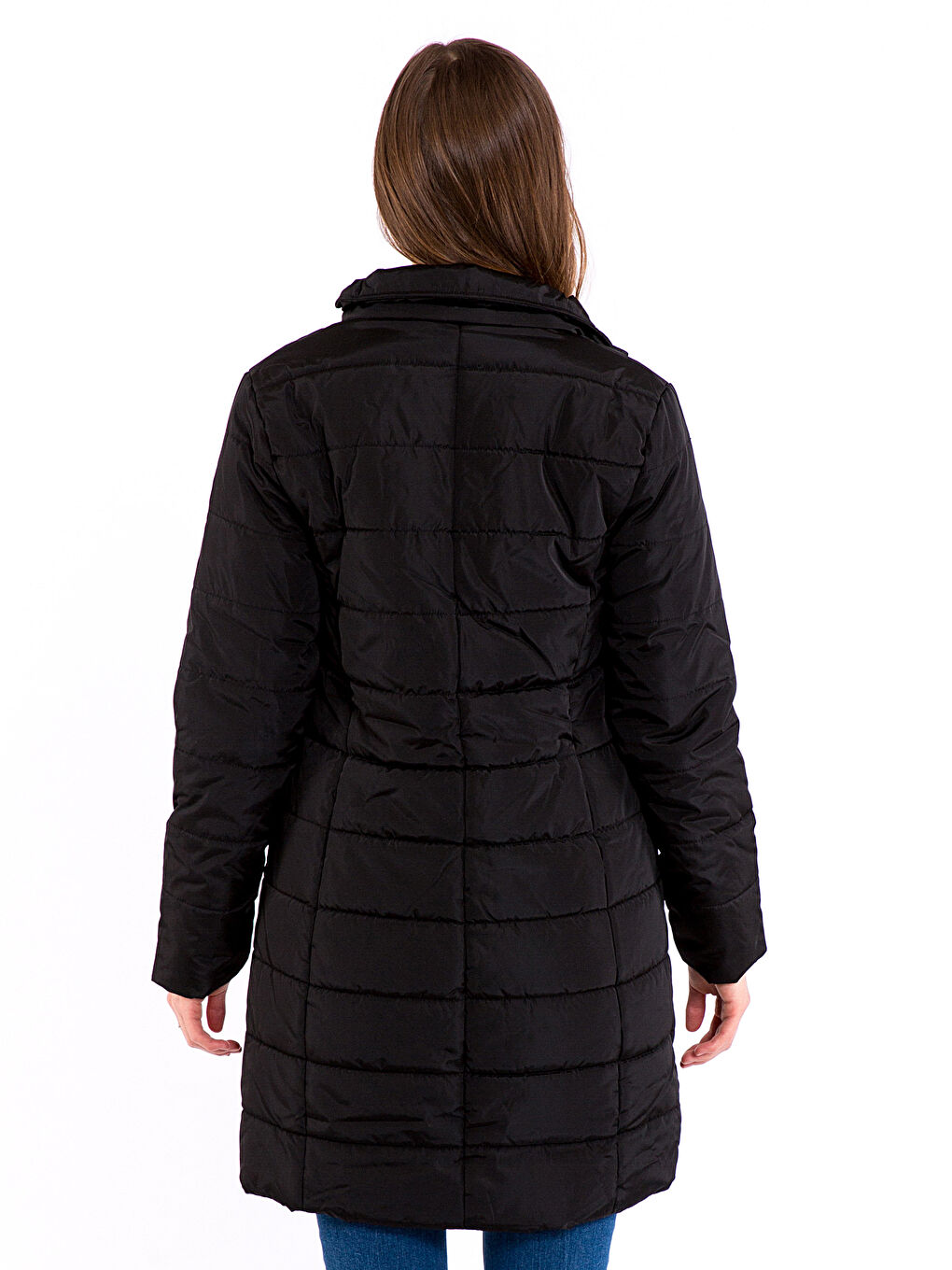 Geacă Matlasată Maternă Cu Glugă, Simplă, Mânecă Lungă-3