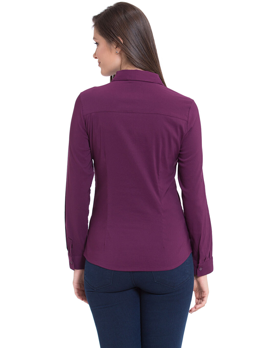 Chemise Unie à Manches Longues pour Femmes-1