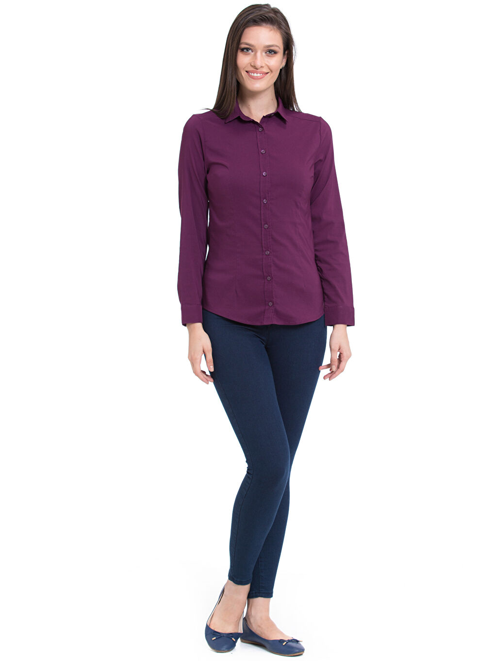 Chemise Unie à Manches Longues pour Femmes-2