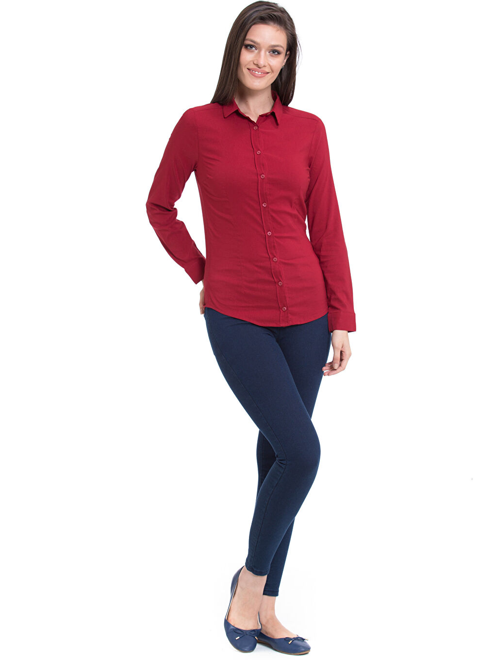 Plain Long Sleeve Women's Shirt-2