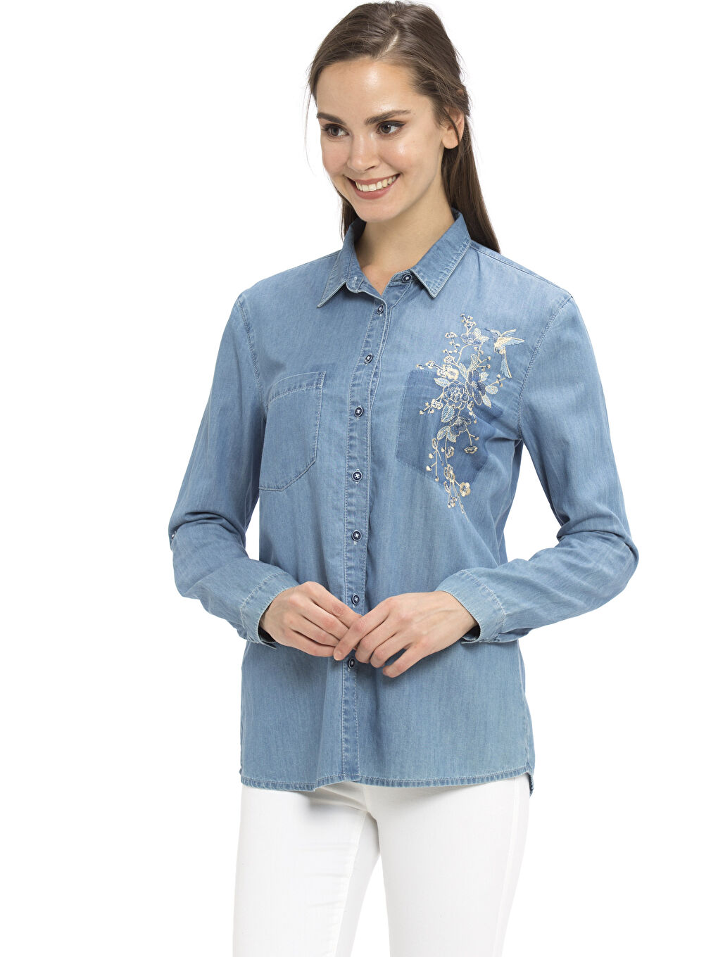 Frau BEIGE Denim-Hemd