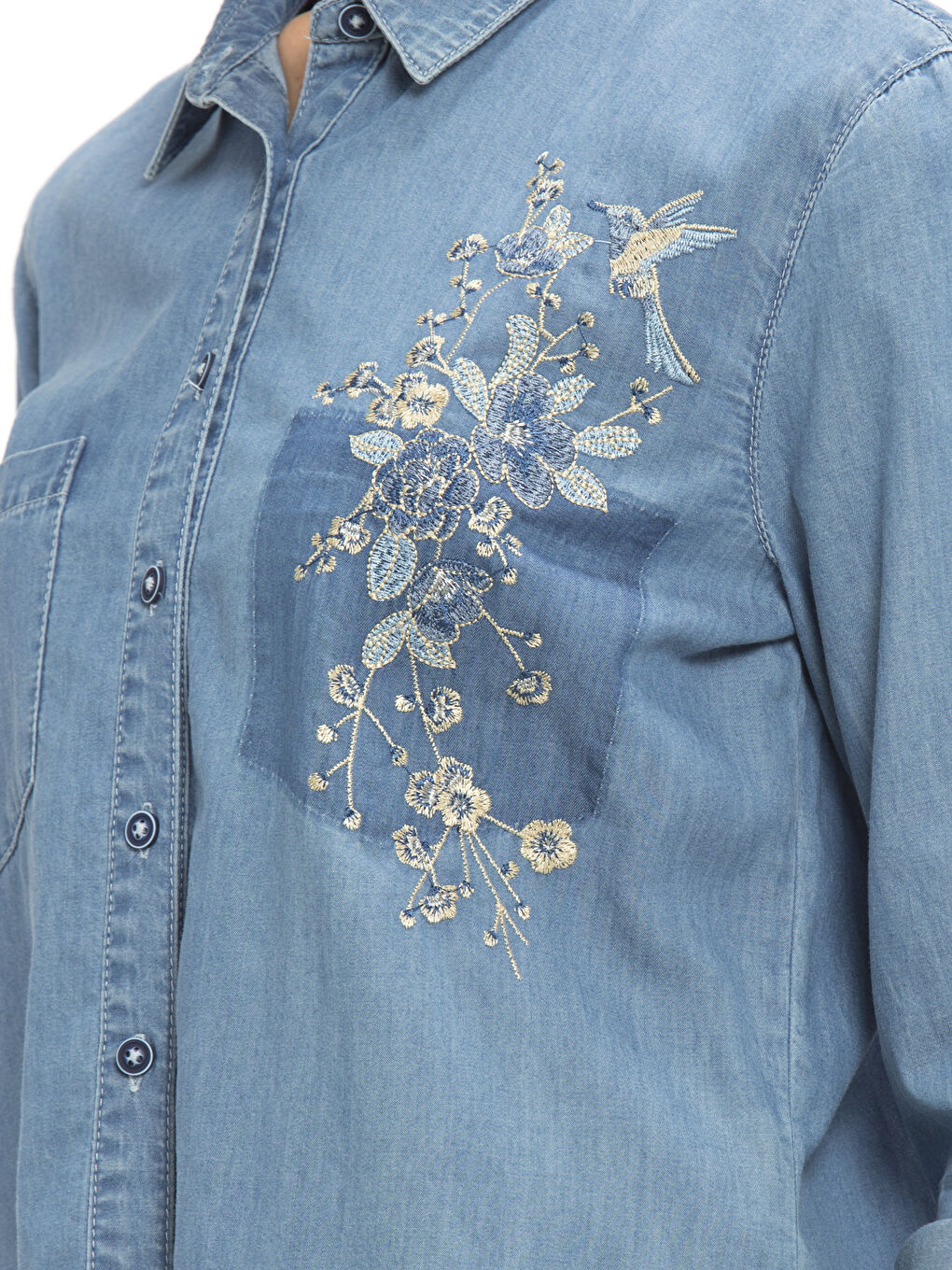 Frau BEIGE Denim-Hemd-3