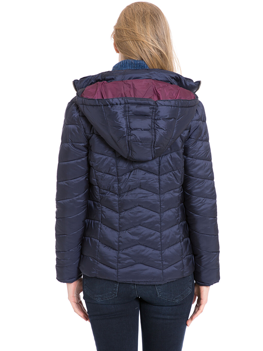 Woman Navy Puffer Coat-2