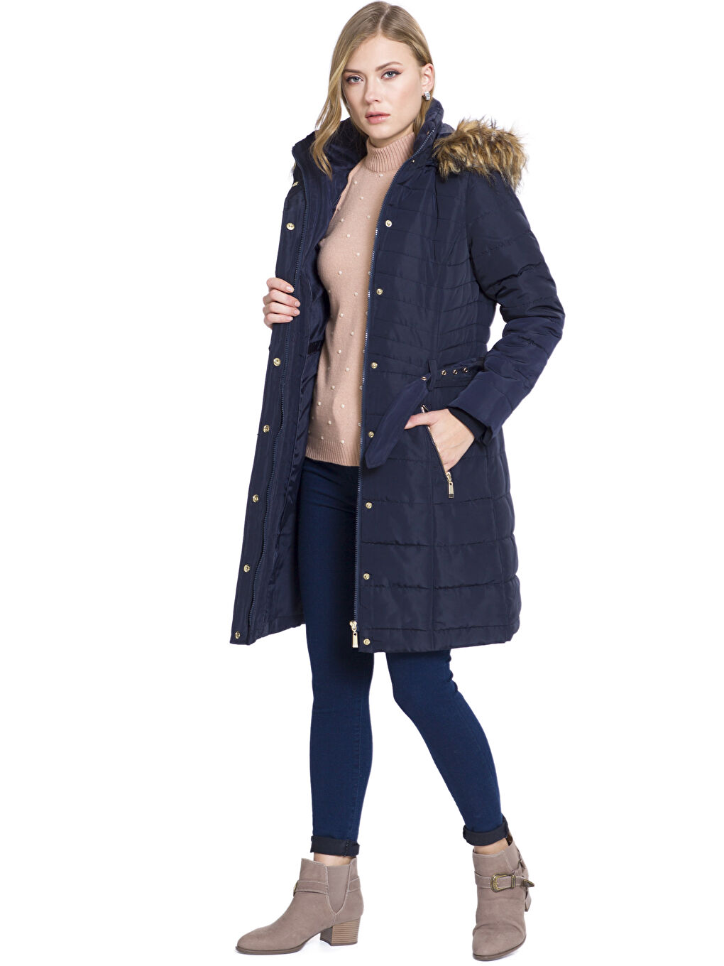 Woman NAVY Puffer Coat-4