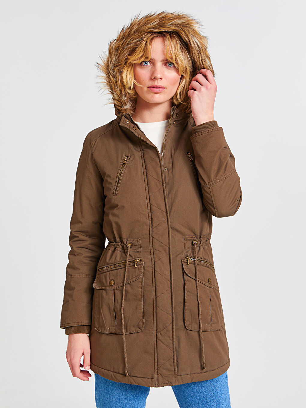 LCW Vision Frau KHAKI Parka-Mantel -7K3882Z8-ATN