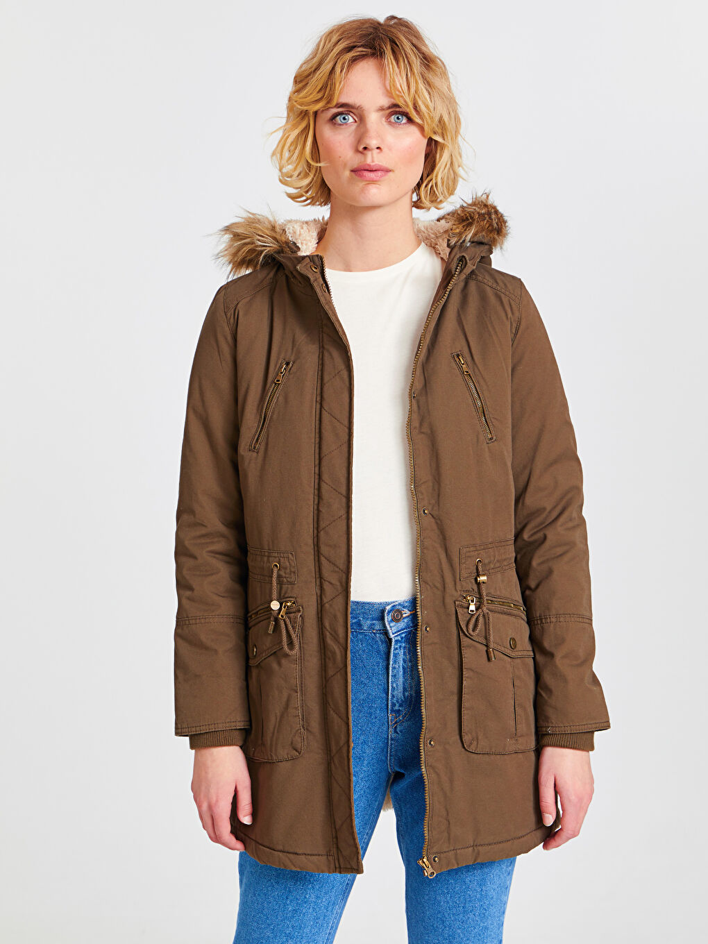 LCW Vision Frau KHAKI Parka-Mantel -7K3882Z8-ATN