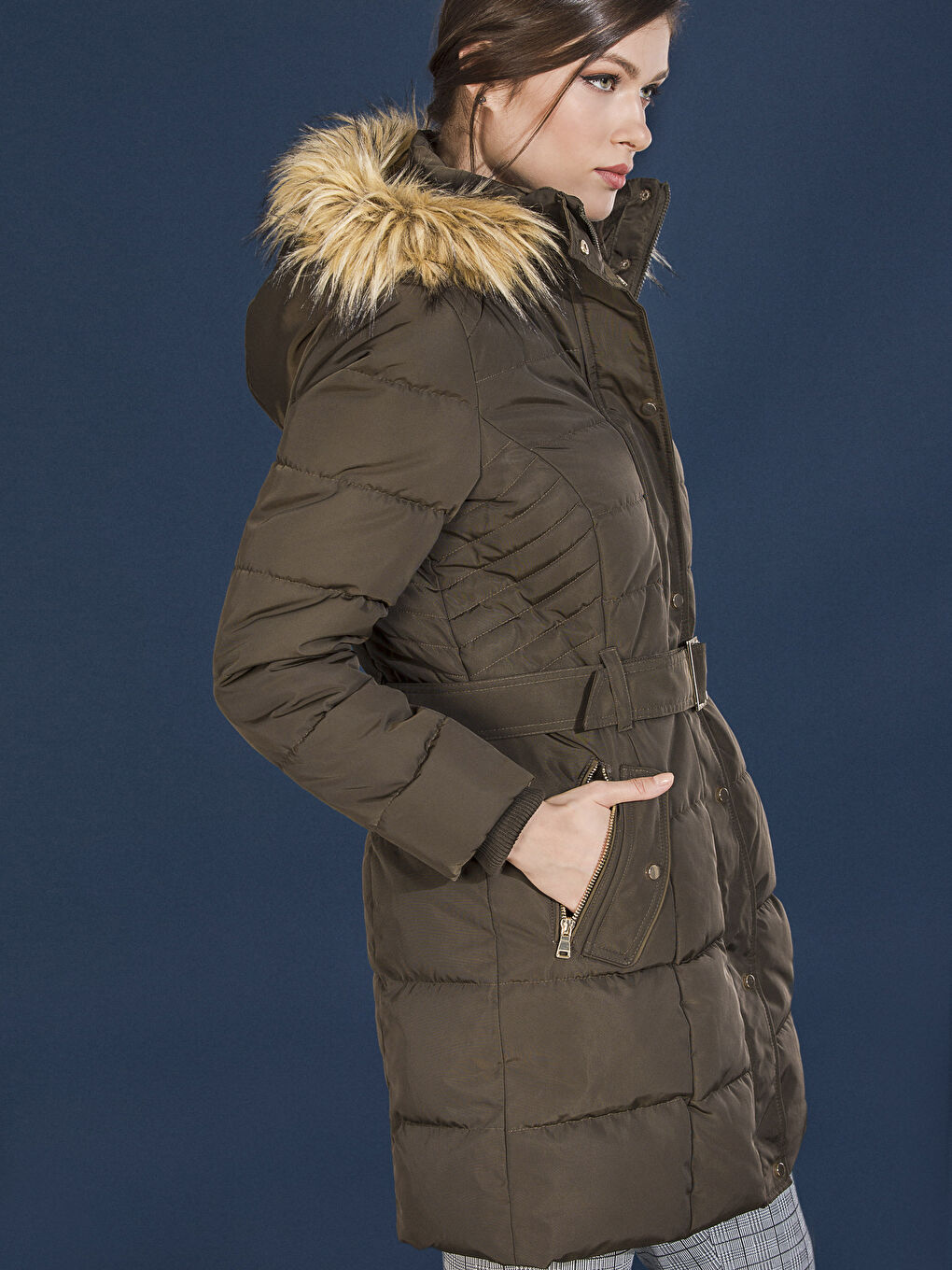 Woman KHAKI Puffer Coat