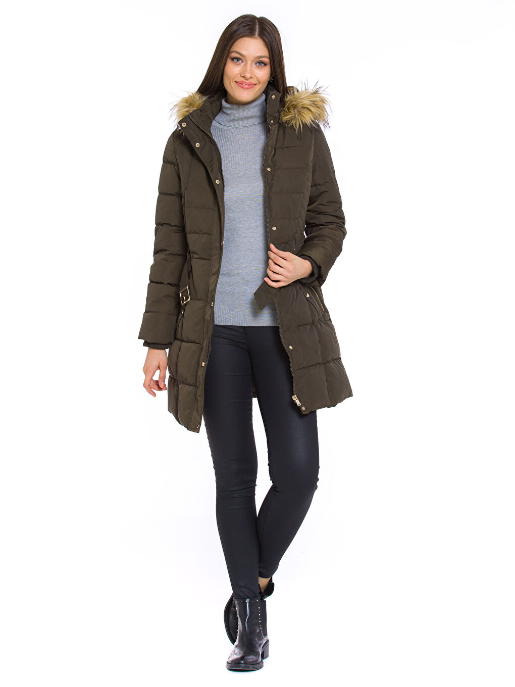 Woman KHAKI Puffer Coat-5