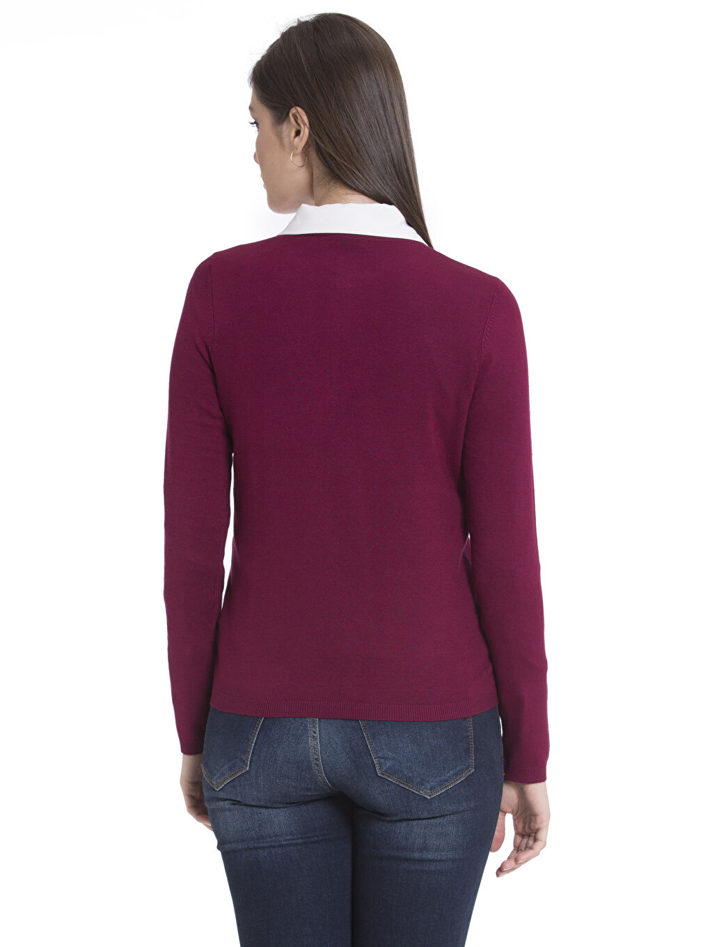 Mürdüm V Yaka Kadın Düğmeli Triko Hırka-1