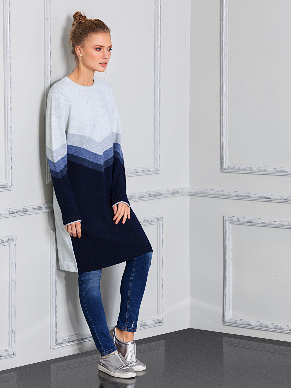 Açık Gri Melanj Tunik