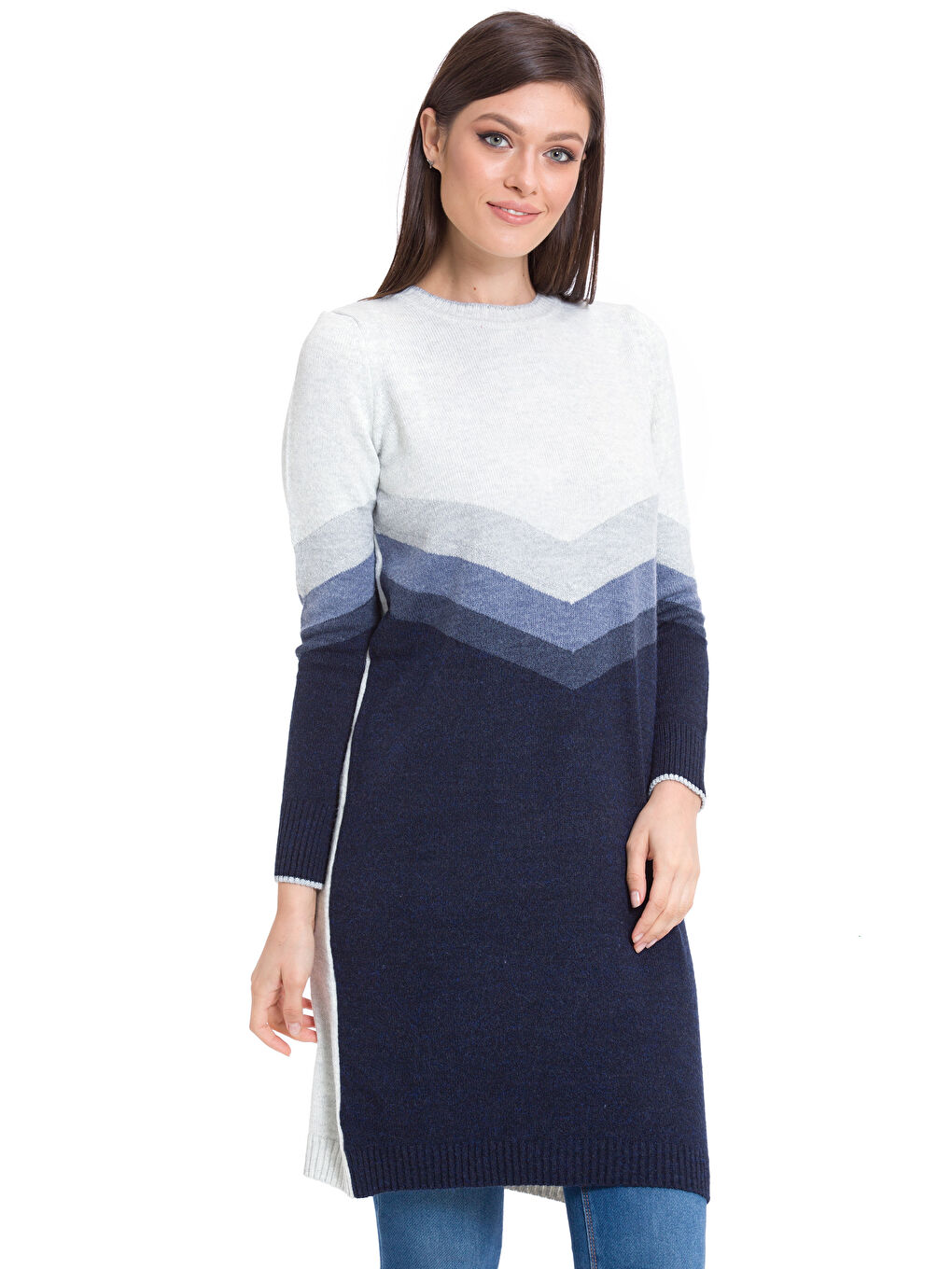 Açık Gri Melanj Tunik-1