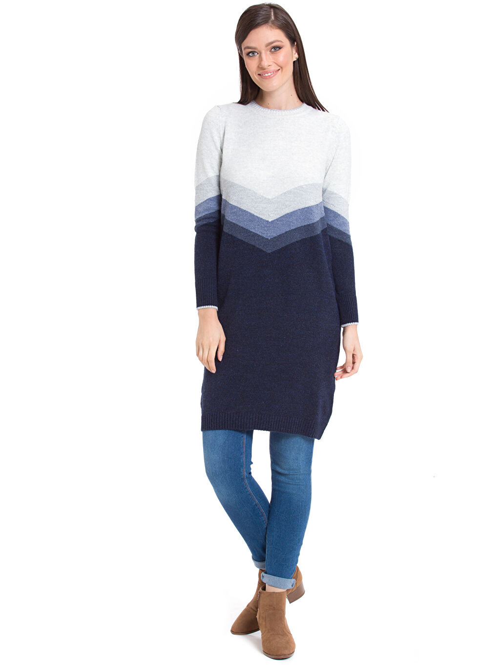 Açık Gri Melanj Tunik-3